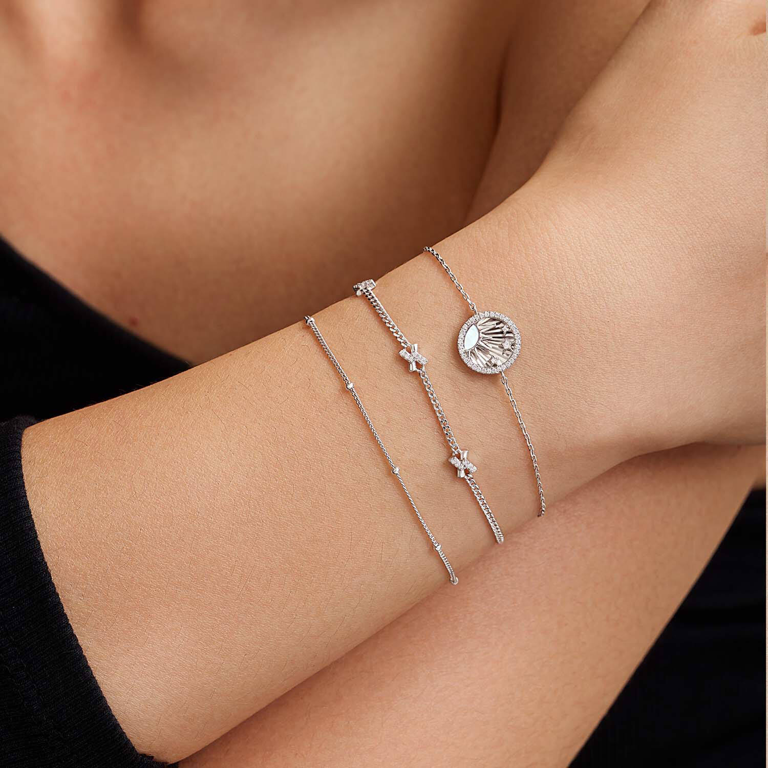  Sunshine Chaser - Zilver / Gerodineerd - Zirkonia - 18,5cm